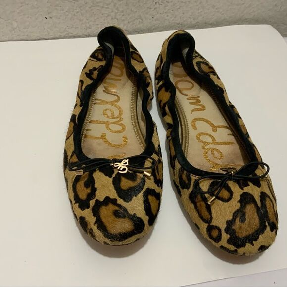 Sam Edelman Shoes - Sam Edelman Felicia Ballet Flat Ballerina Nude Leopard Calf Hair Leather…